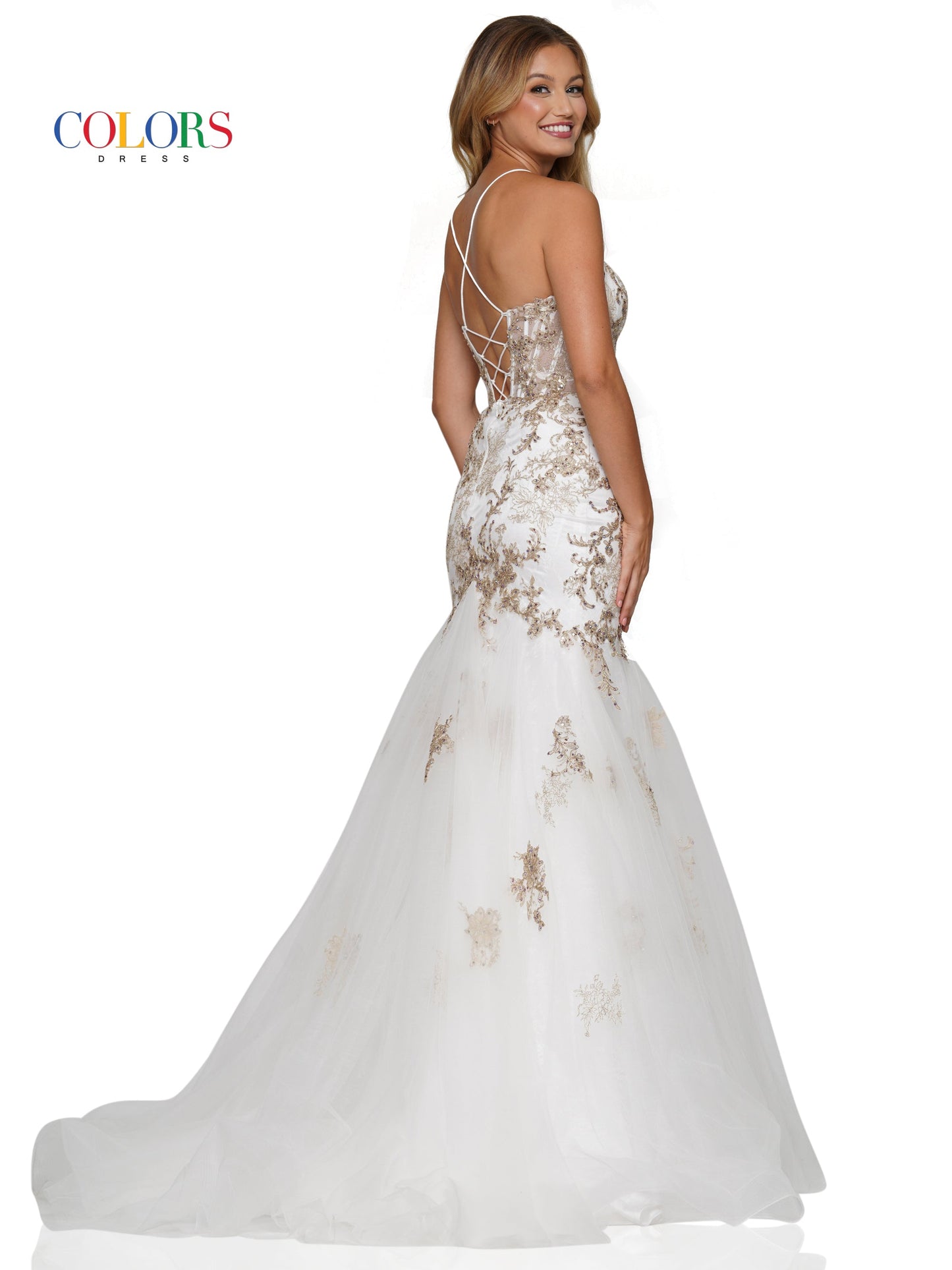 Colors 3198 Formal Long Spaghetti Strap Prom Dress