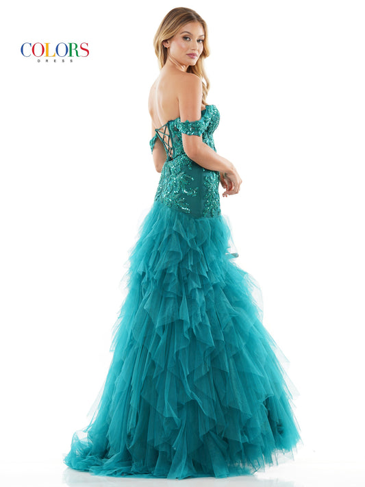 Colors 3199 Formal Long Off Shoulder Mermaid Prom Dress
