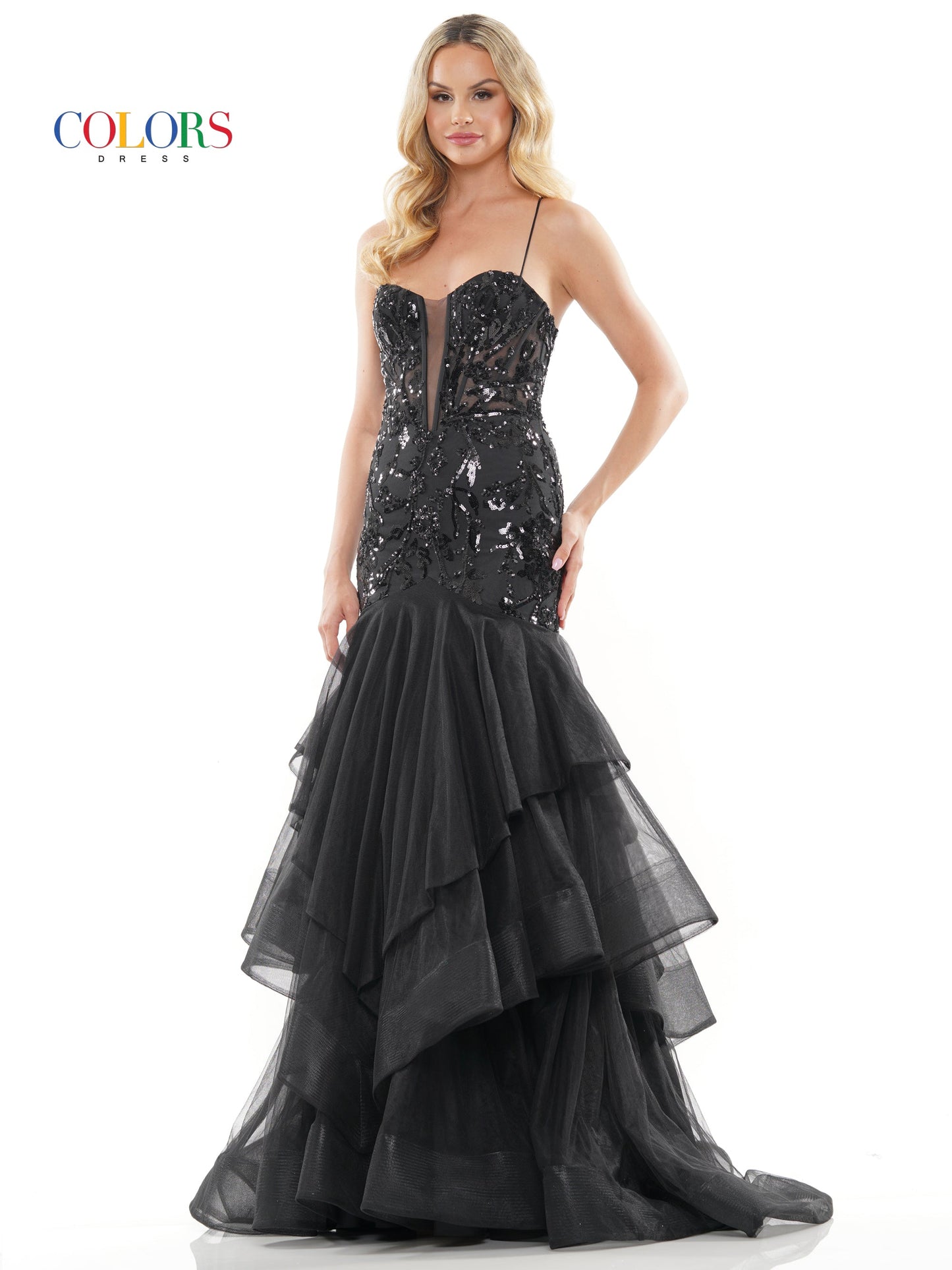 Colors 3212 Prom Long Spaghetti Strap Mermaid Formal Dress