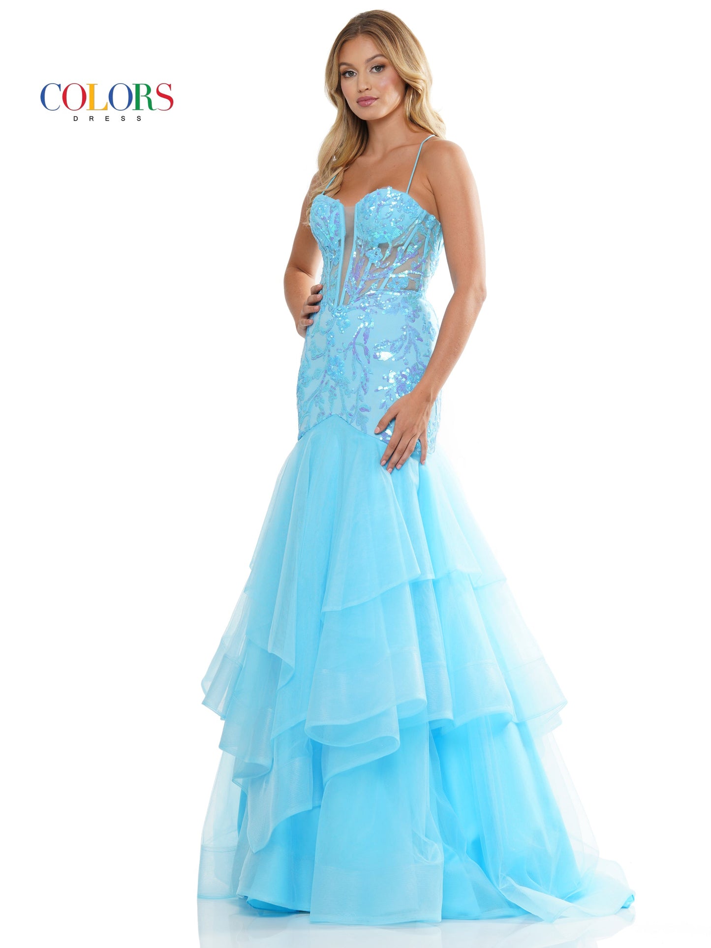 Colors 3212 Prom Long Spaghetti Strap Mermaid Formal Dress