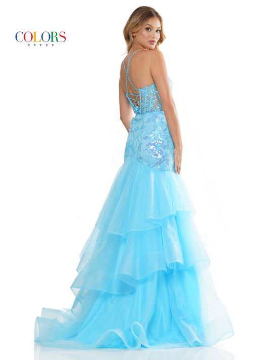 Colors 3212 Prom Long Spaghetti Strap Mermaid Formal Dress