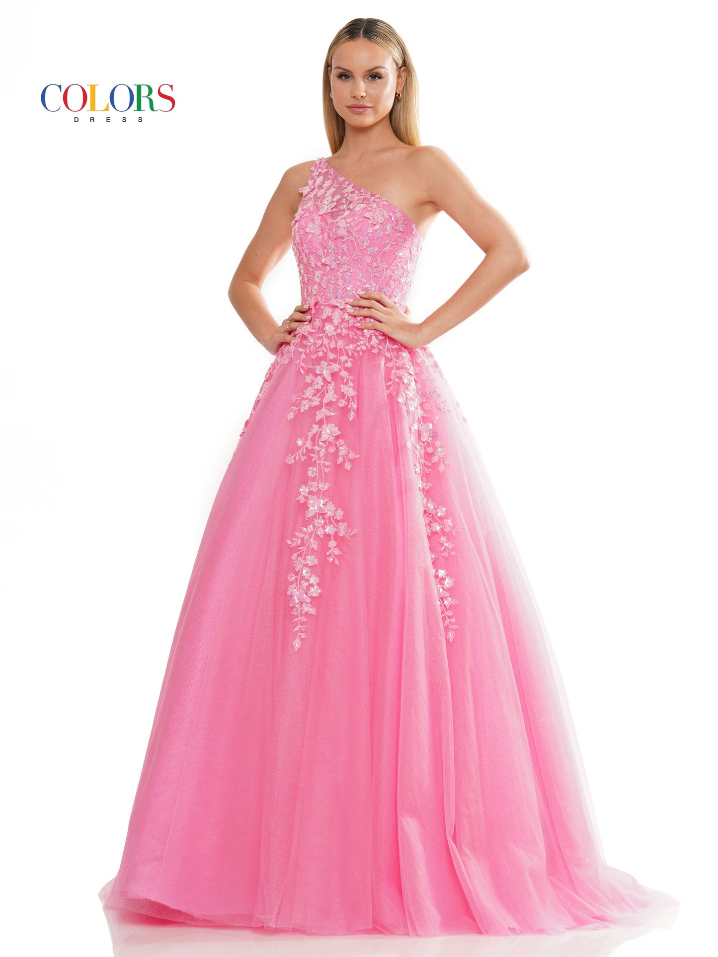 Colors 3217 Prom Long One Shoulder Ball Gown