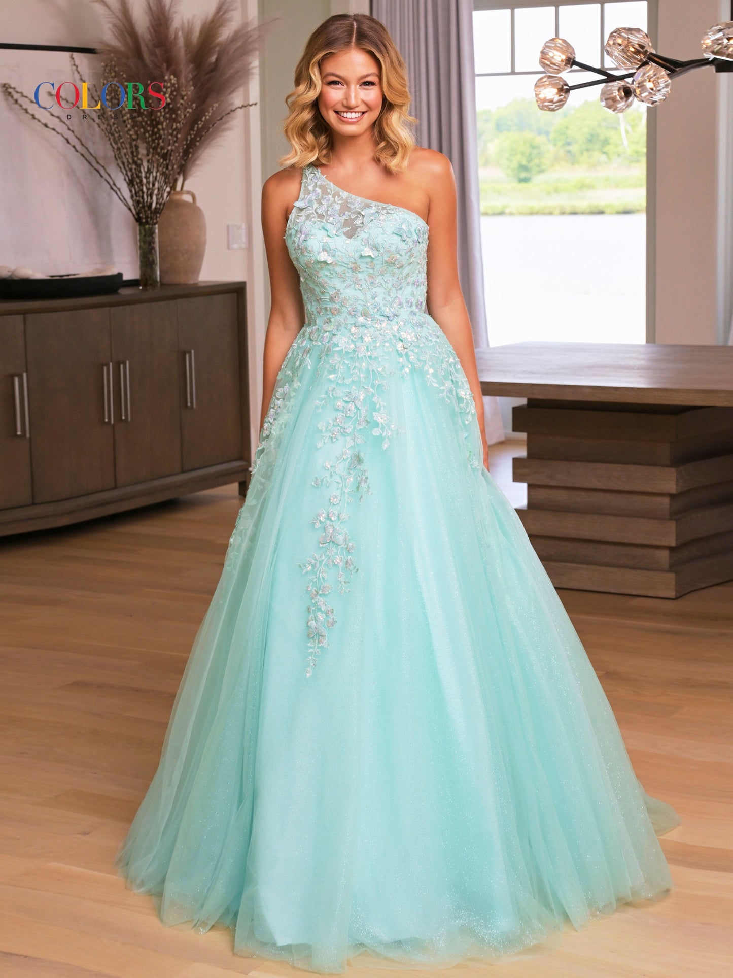 Colors 3217 Prom Long One Shoulder Ball Gown