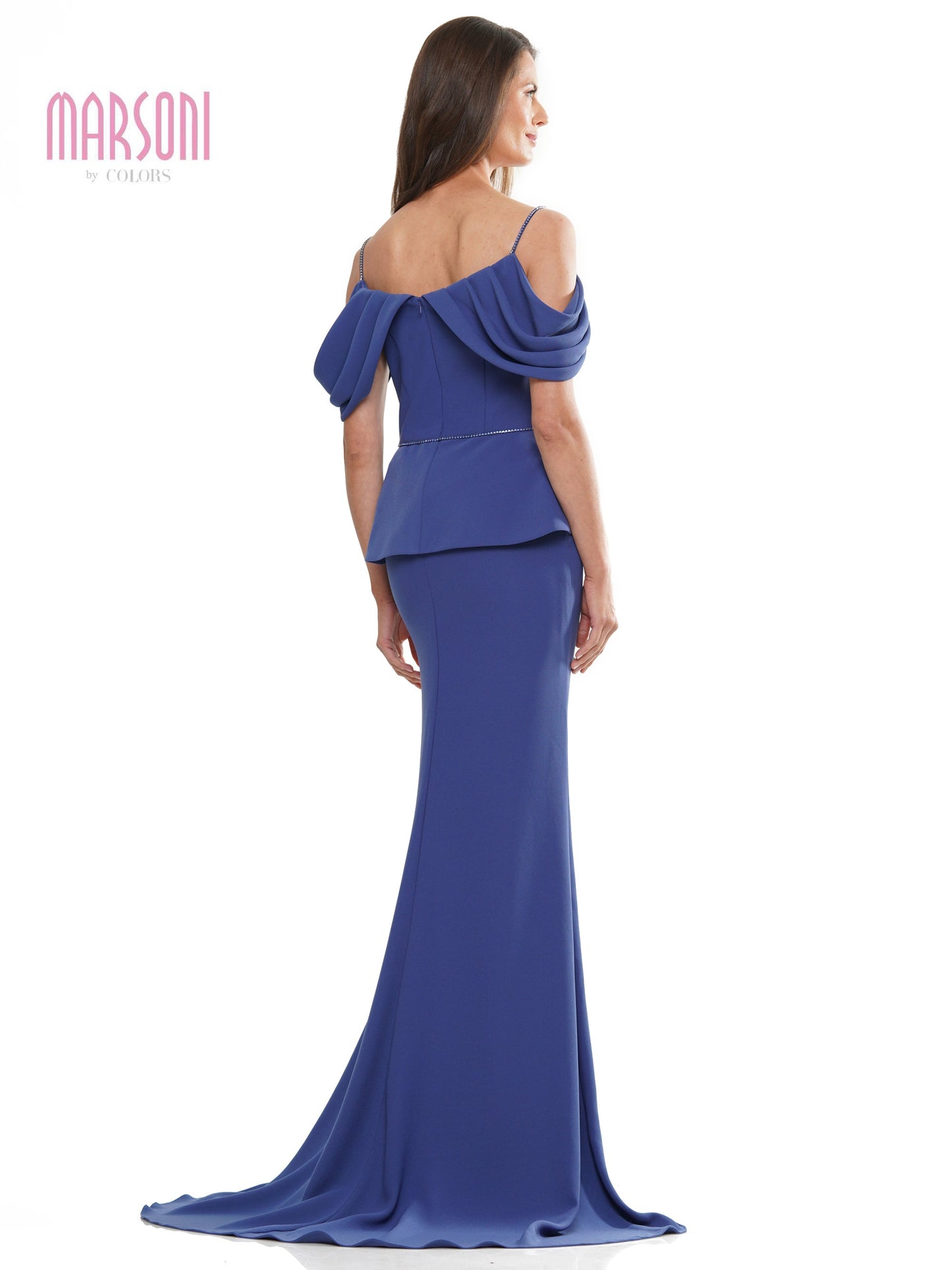 Marsoni MV1271 Mother of the Bride Off Shoulder Peplum Sheath Dress