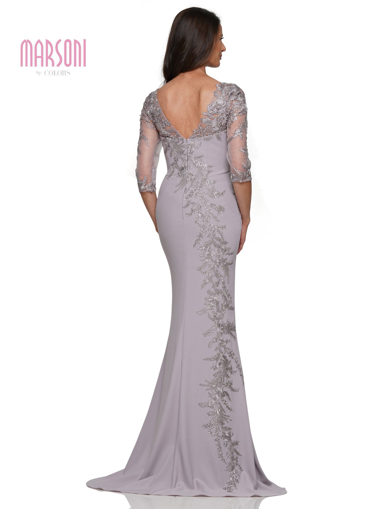 Marsoni MV1274 Mother of the Bride Quarter Sleeve Lace Applique Long Dress