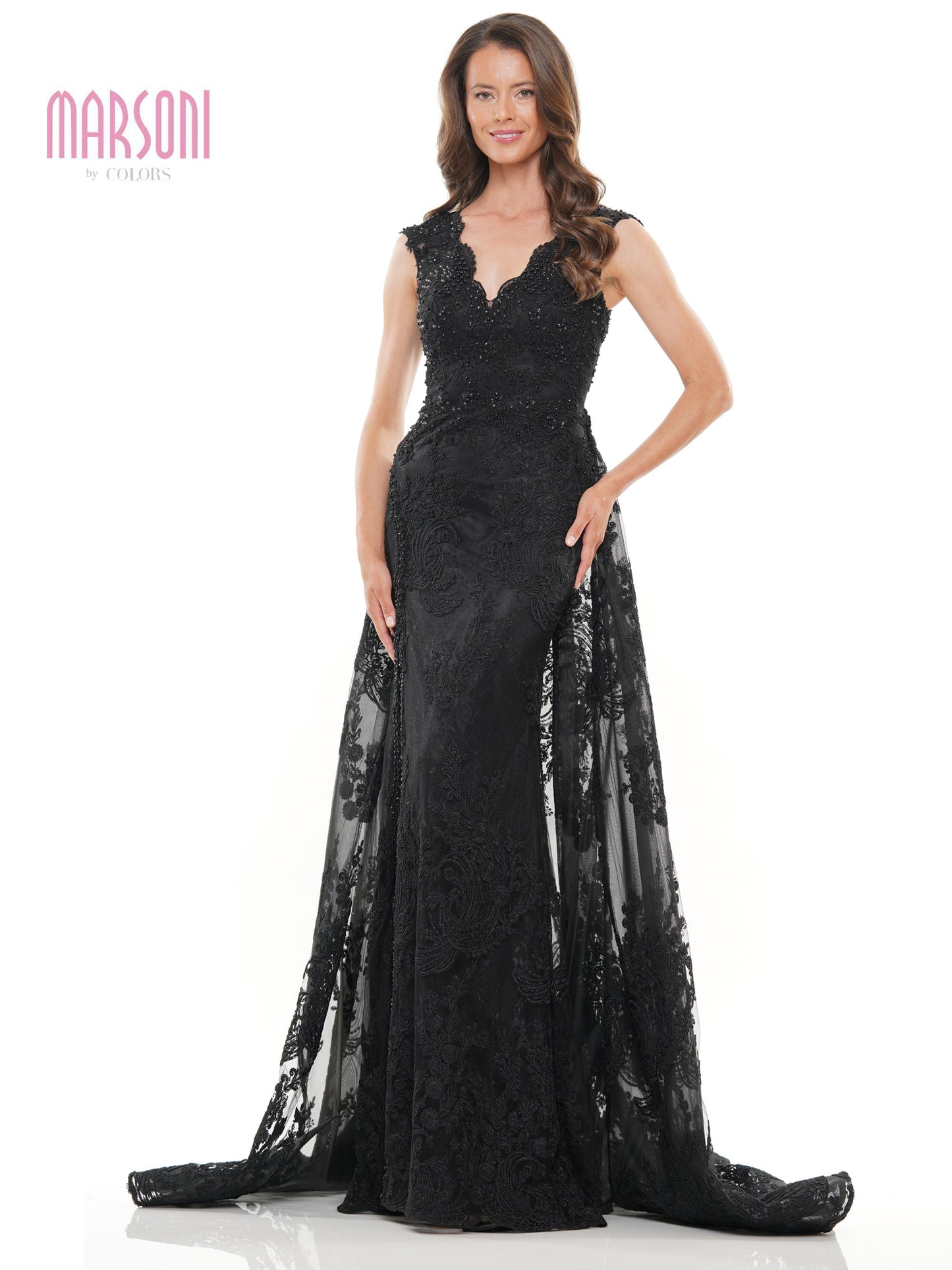 Marsoni MV1278 Formal Embroidered Mesh Overskirt Dress