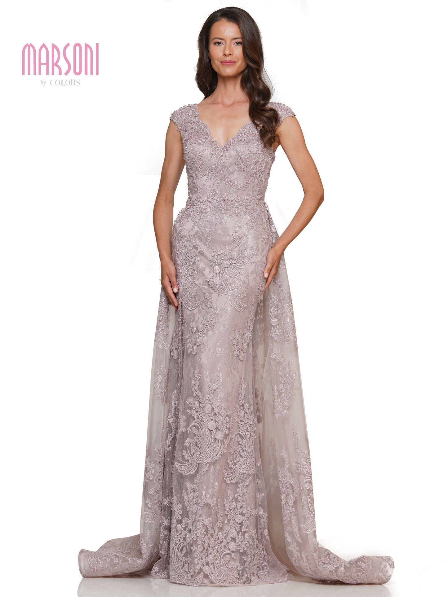 Marsoni MV1278 Formal Embroidered Mesh Overskirt Dress