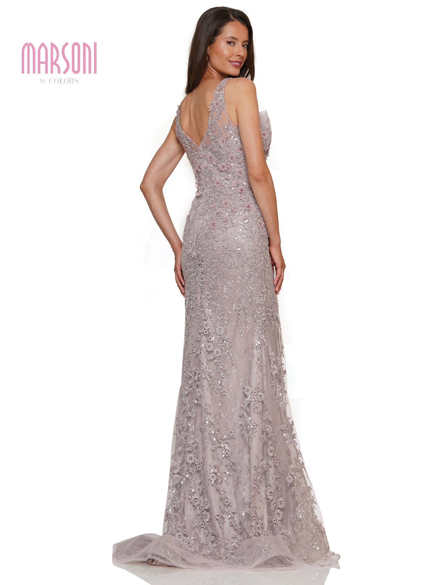 Marsoni MV1279 Formal Embroidered Beaded Tulle Sleeveless Dress